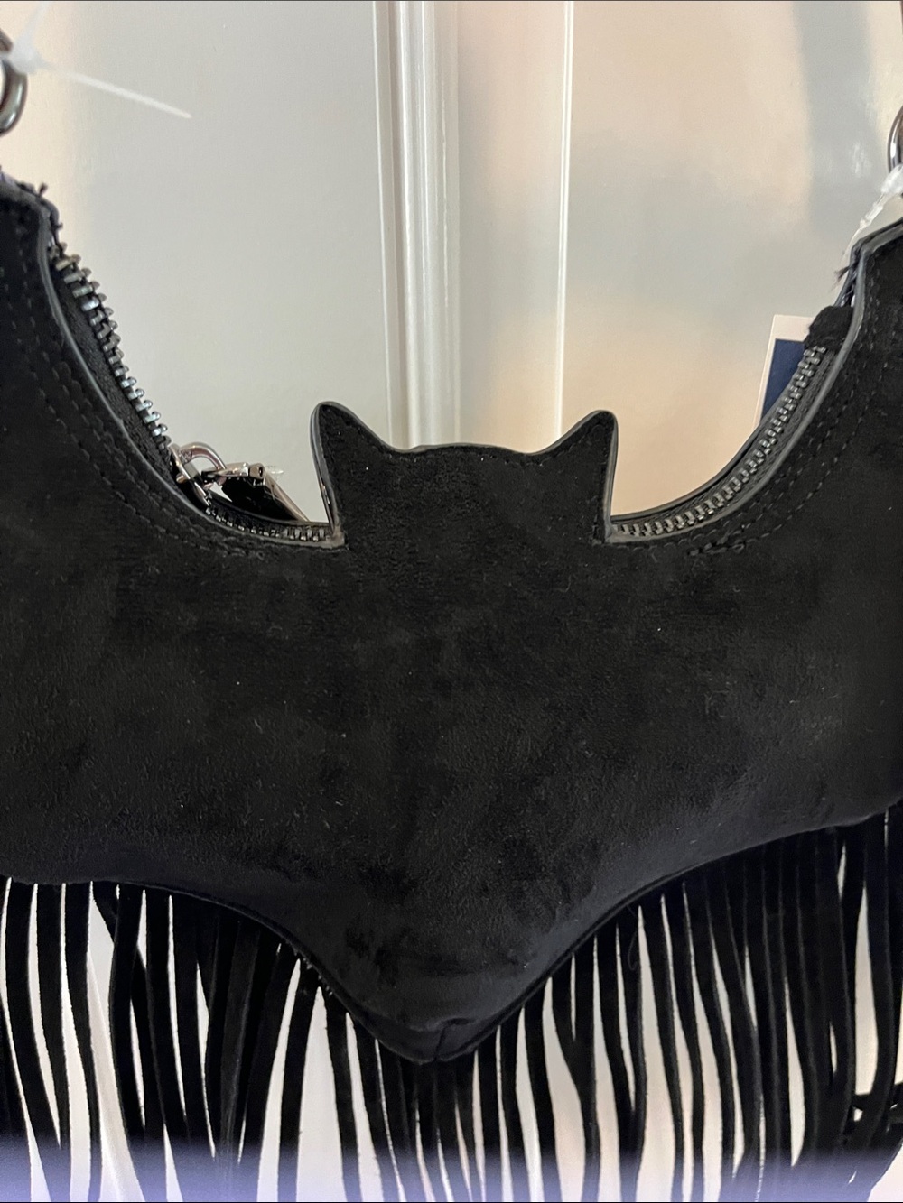 Betsy Johnson Black Bat Fringe Shoulder Bag - Picture 4 of 15